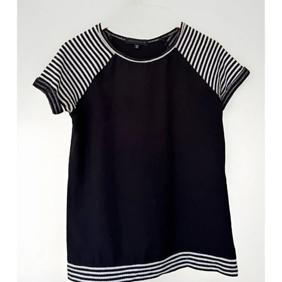 Sanctuary Womens Mixed Media Striped Tee Black White Size XS Sold With Stripes - Picture 1 of 7